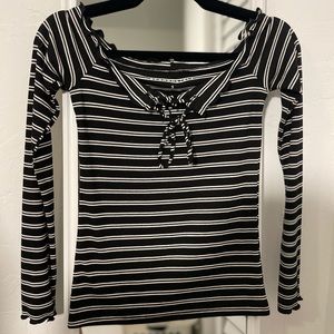 Black and white long striped long sleeve